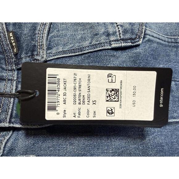 NWT G-Star RAW Arc 3D Denim Jacket Women’s Faded Santorini Stretch Size XS - Picture 7 of 9